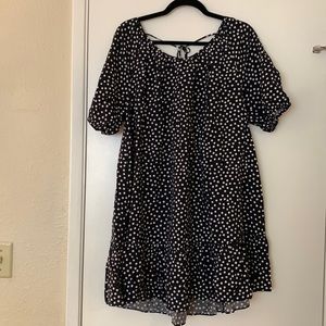 Ann Taylor Polka Dot Tie Back Flounce Shift Dress